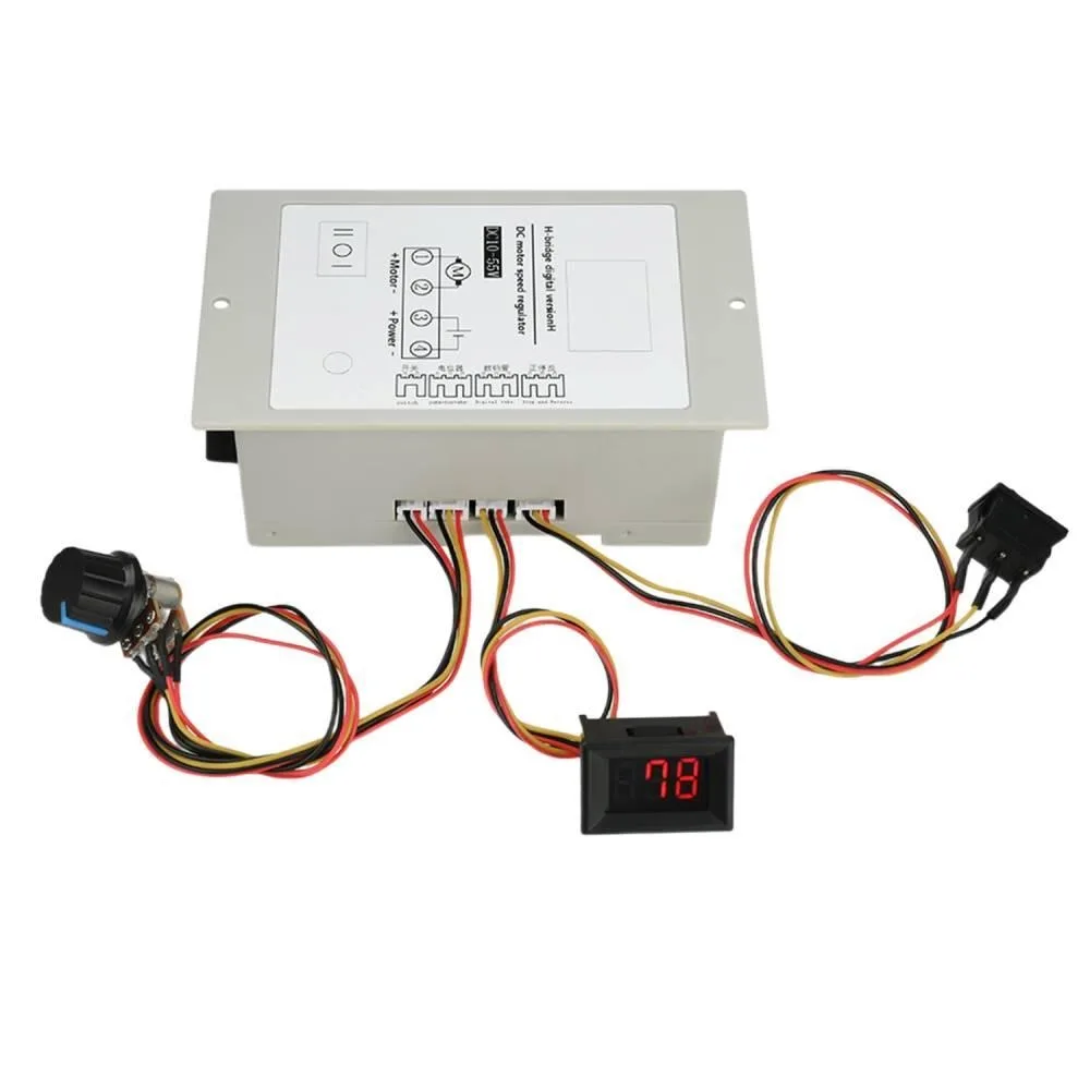 

DC10-55V Motor Speed Controller H-bridge DC Brushed Motor 20A Digital Percentage Tachometer Motor Forward and Reverse Regulator