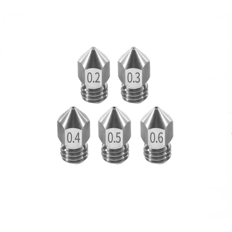 3D Printer Threaded Stainless Steel MK8 Nozzle M6 0.2/0.3/0.4/0.5/0.6/0.8/1.0mm for 1.75mm Filamentfor CR10 CR-10S Ender 3 Ender