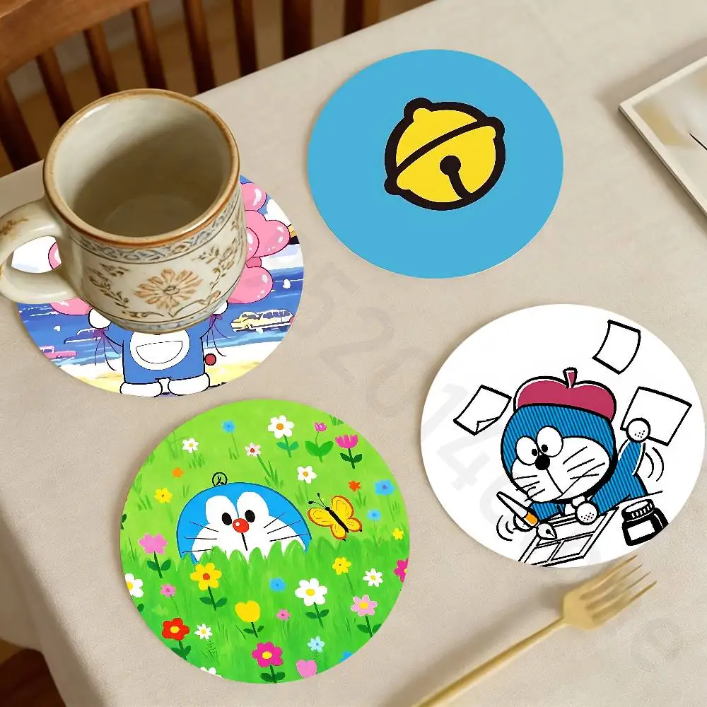 

D-Doraemon Wooden Cup Coaster Tea Coffee Beverage Colour Printing Cup Mat Home Restaurant Decorations