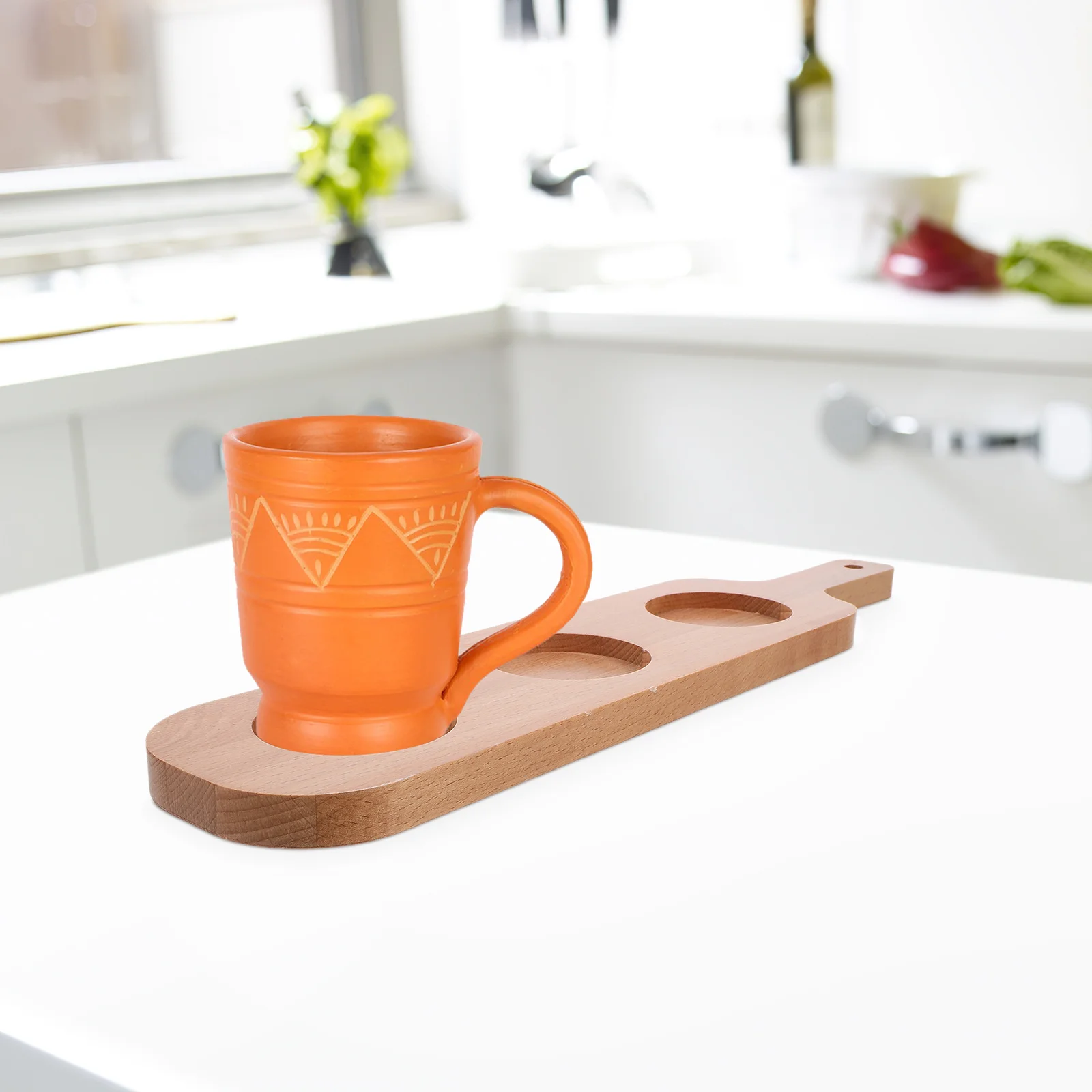 3 حفرة خشبية شرب الطيران مجلس صينية تقديم مع مقبض للحانات Ktv الفنادق الحرفية البيرة تذوق النبيذ خشبية كأس للنبيذ مجداف #5