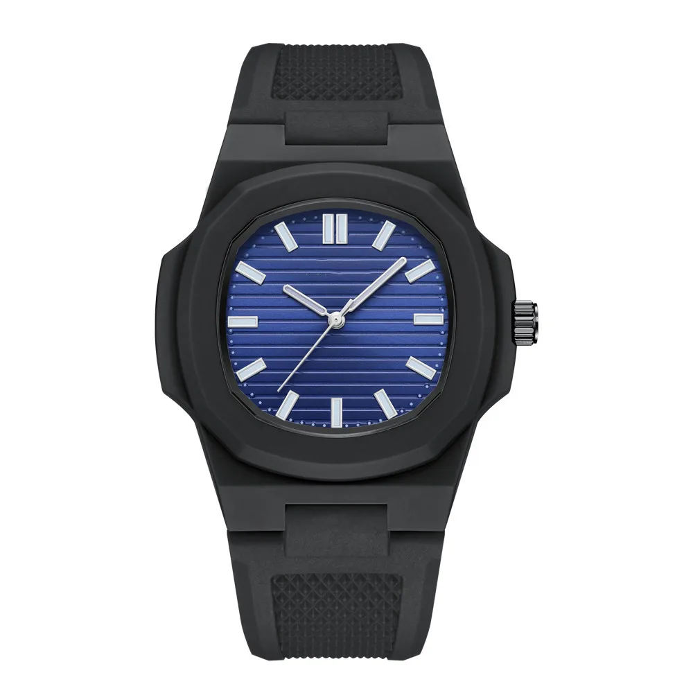 Luxury Brand Square Stripe Color Silicone Men's Watch Waterproof Quartz Sport Wristwatch for Couples Rlojes Para Hombre