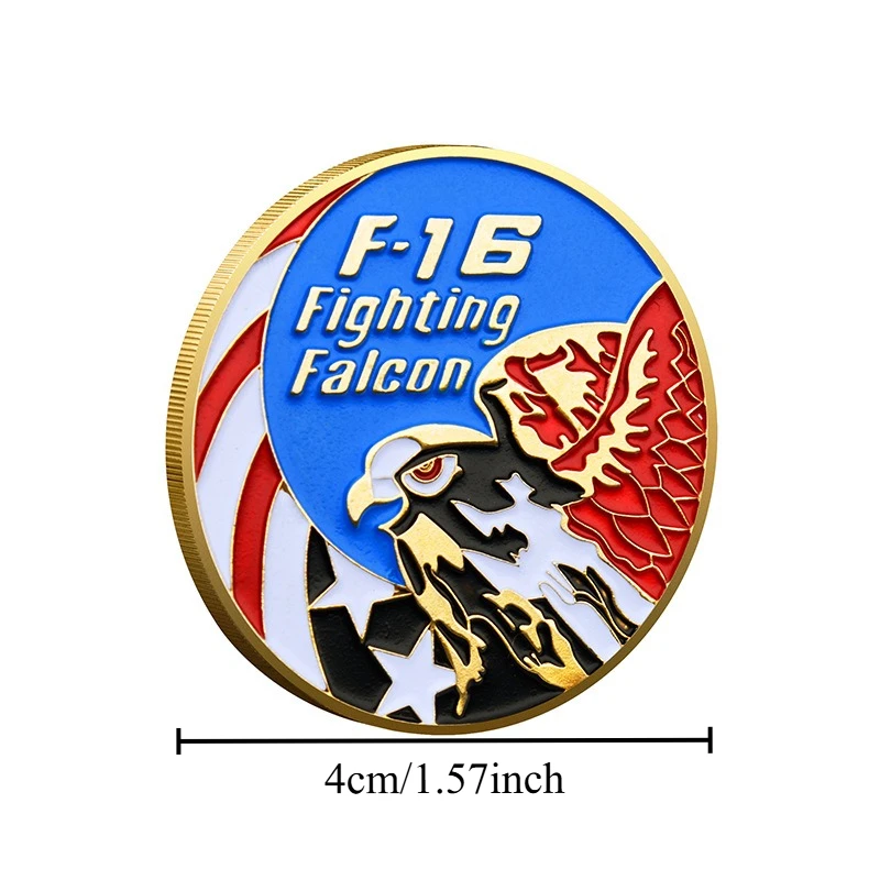 United States Air Force Souvenir Coin F-16 Fighting Falcon Aircraft Commemorative Coin Golden Plated Military Collectible Coin