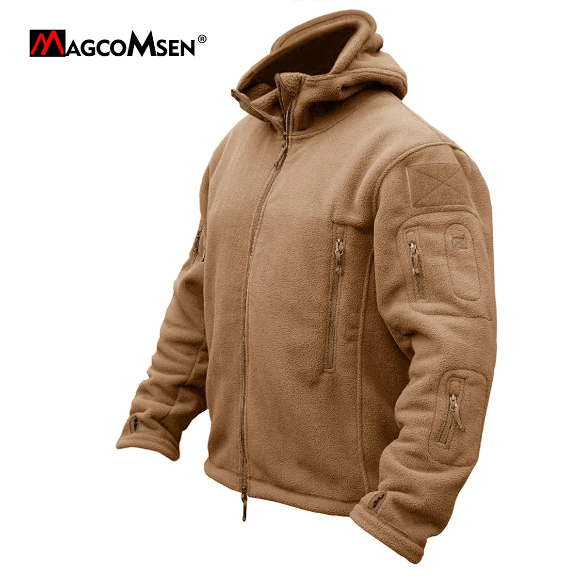 MAGCOMSEN Men's Warm Fleece Hooded Jacket Windproof Coats Fall Winter Jacket Hiking Travel Climbing