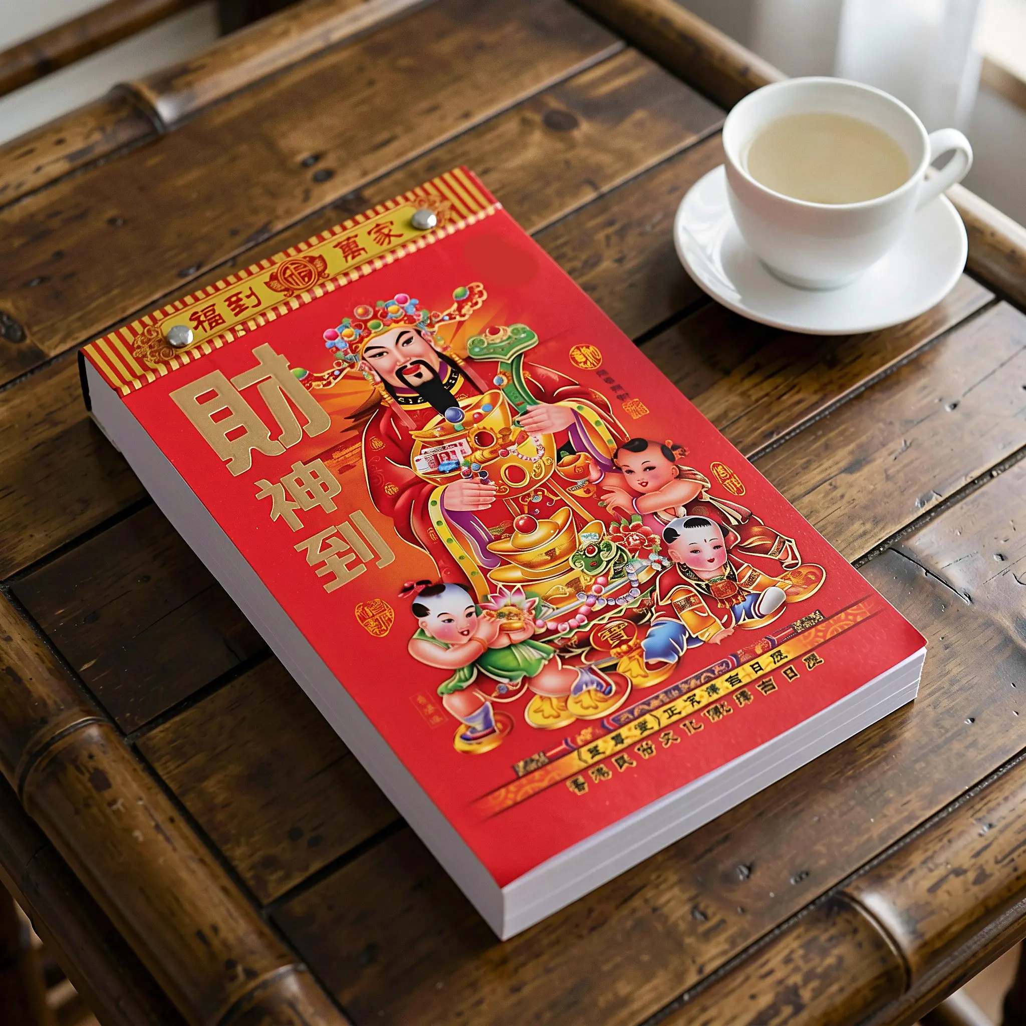 2027 Chinese Lunar Calendar Wall Hanging – Tear-Resistant Goat Year Almanac with Solar Terms, Festivals & Gold Foil 2