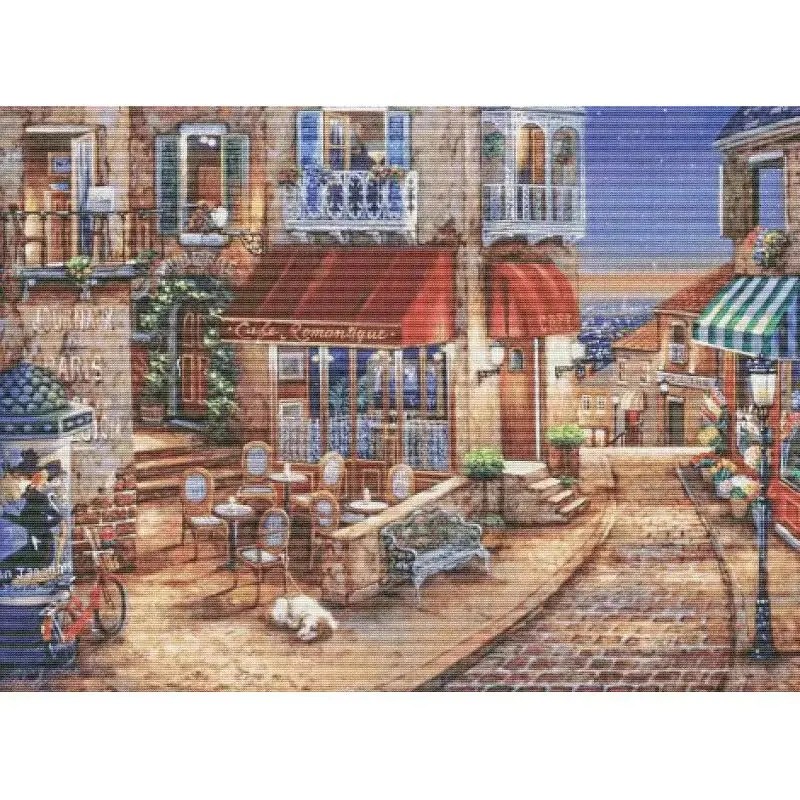 

Кофейня пейзаж шитье 18CT 16CT 14CT без печати наборы для вышивки крестом искусство вышивки DIY рукоделие ручной работы домашний декор