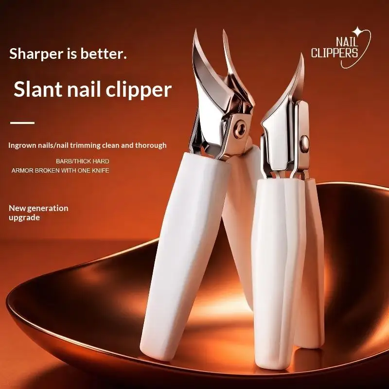 1/3Pcs Slant Edge Anti Splash Nail Clipper Set Professional Oblique Toe Trimmer Ingrown Cutter Tool