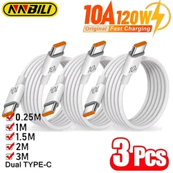 NNBILI 3Pcs Universal 120W Fast Charger USBC  C Cable 10A Universal Charging Cord for iPhone 17 16 Pro Max Samsung Huawei Xiaomi