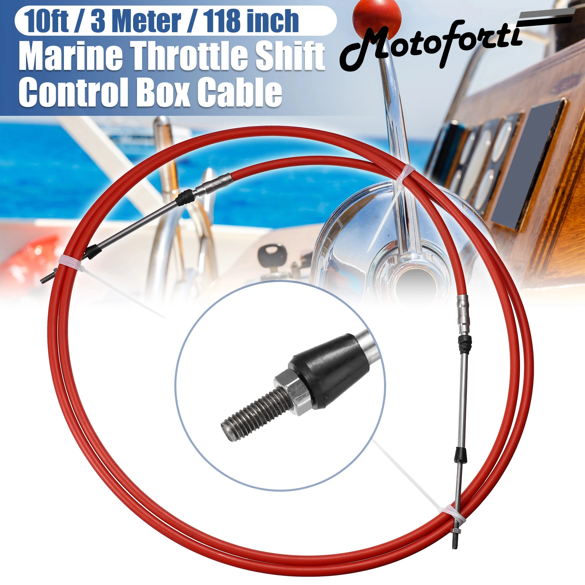 Motoforti 1pcs 10ft 3 Meter 118 Inch Marine Type 3300 / 33C Throttle Shift Remote Control Box Cable for Yamaha Outboard Engine