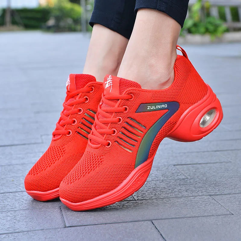 New Dance Shoes Woman Ladies Modern Soft Outsole Jazz Sneakers Mesh Breathable Lightweight Female Dancing Fitness Sport