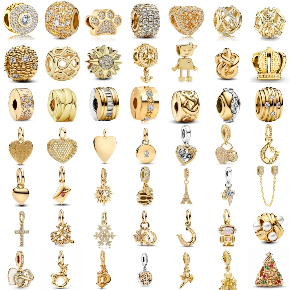

New 925 Sterling Silver Gold Sun,Bee,Envelope,Iron Tower Beads Suitable for Original Bracelets DIY Women's Jewelry Accessories