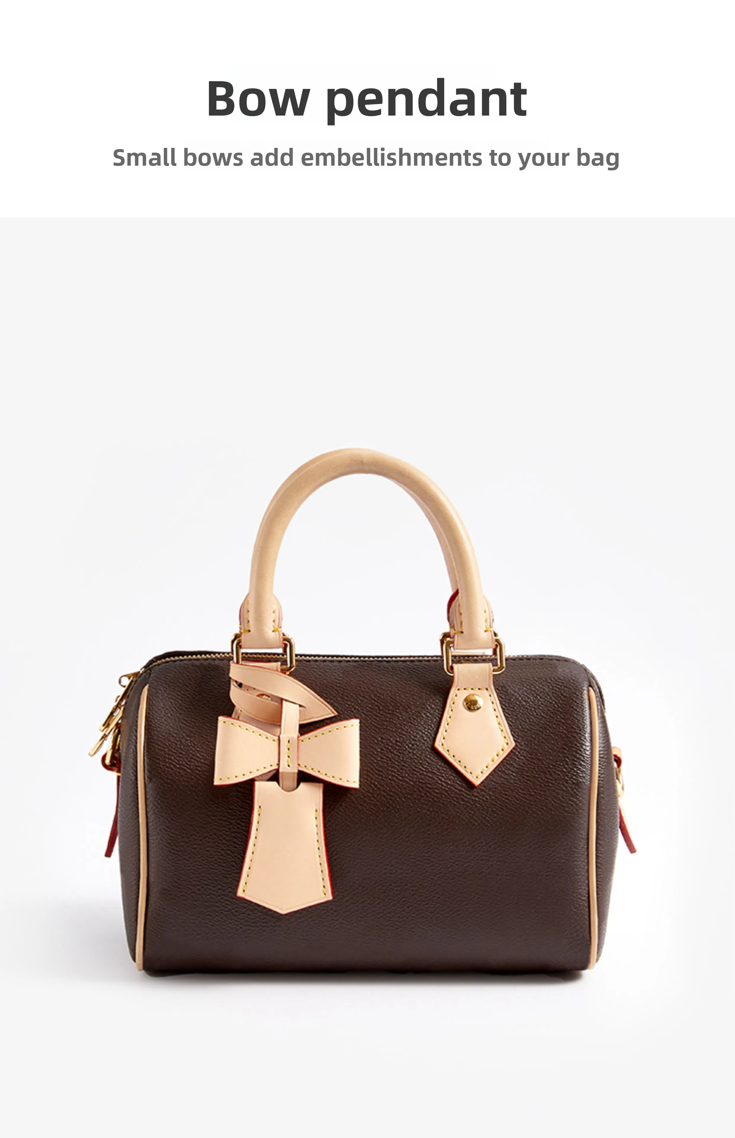 Bow Leather Charm for Speedy 20 Cherry Women Bag Fashion Durable Exquisite Workmanship Bag Decoration Bag Accessories