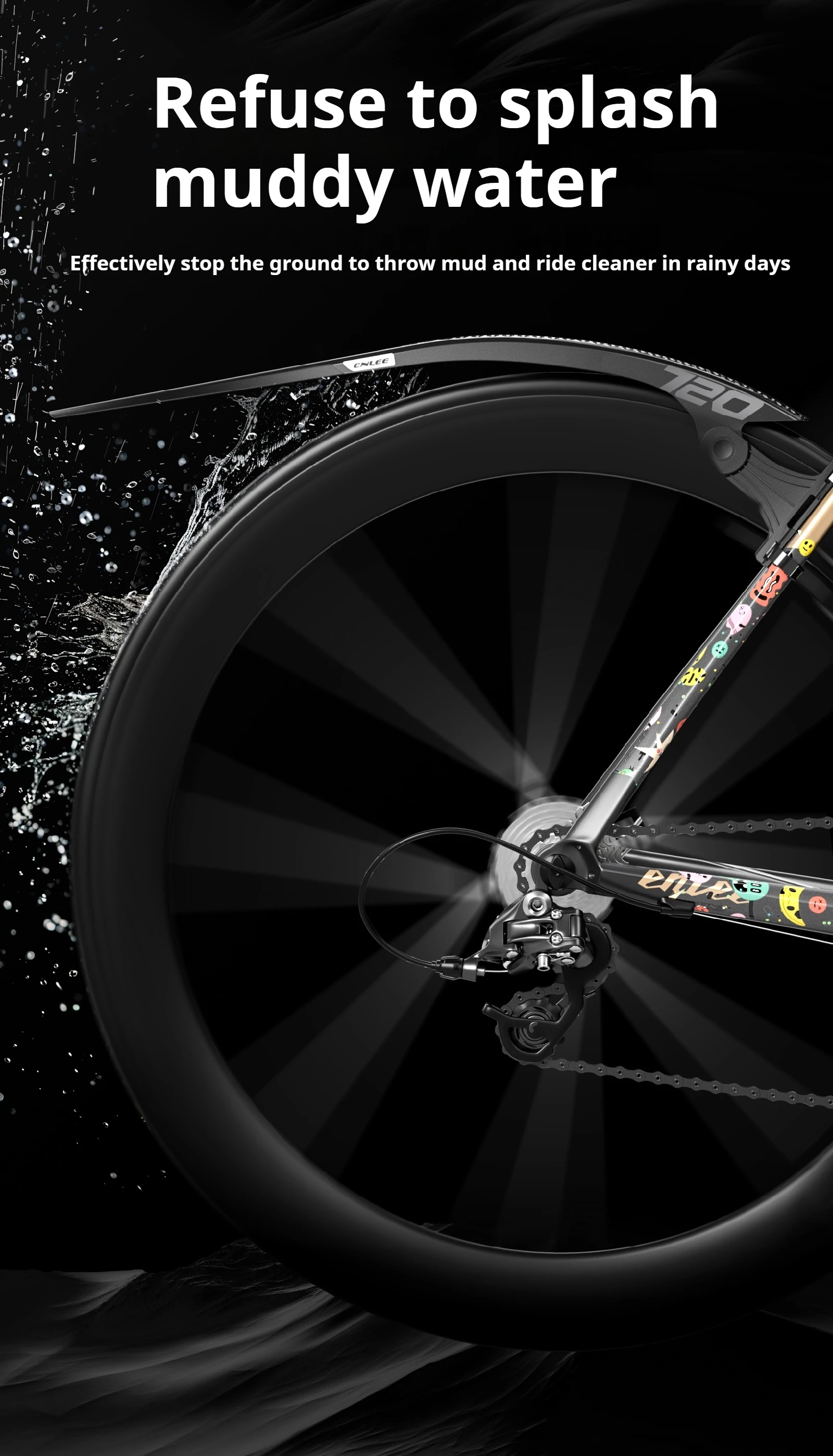 ENLEE Rennrad Kotflügel Melone Auto Kies Fahrrad Schnelle Entfernung Und Erweiterte Getriebe Regen Bord Kann Angepasst Werden 700C Schlamm Entfernung – Detail 9