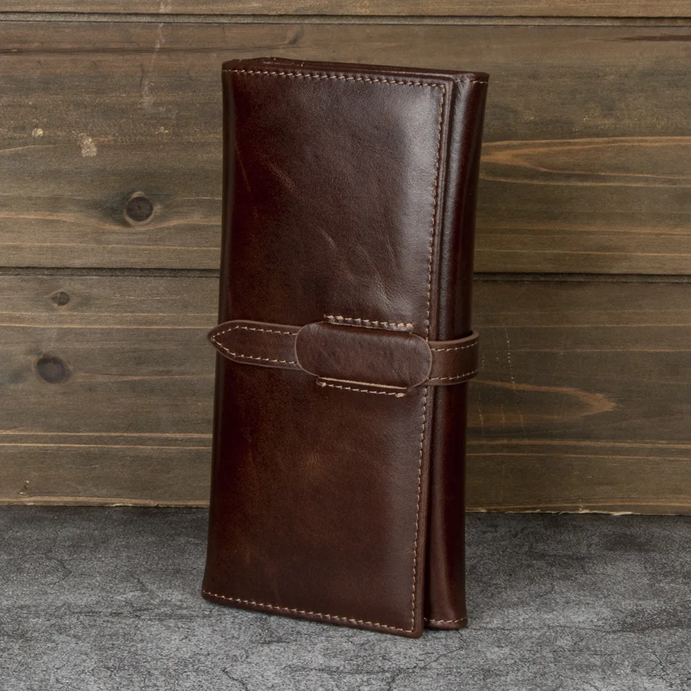 

Мужской кошелек из натуральной кожи, длинный клатч для денег с карманом для мобильного телефона, мужская модная сумка с держателем для карт, длинный кошелек