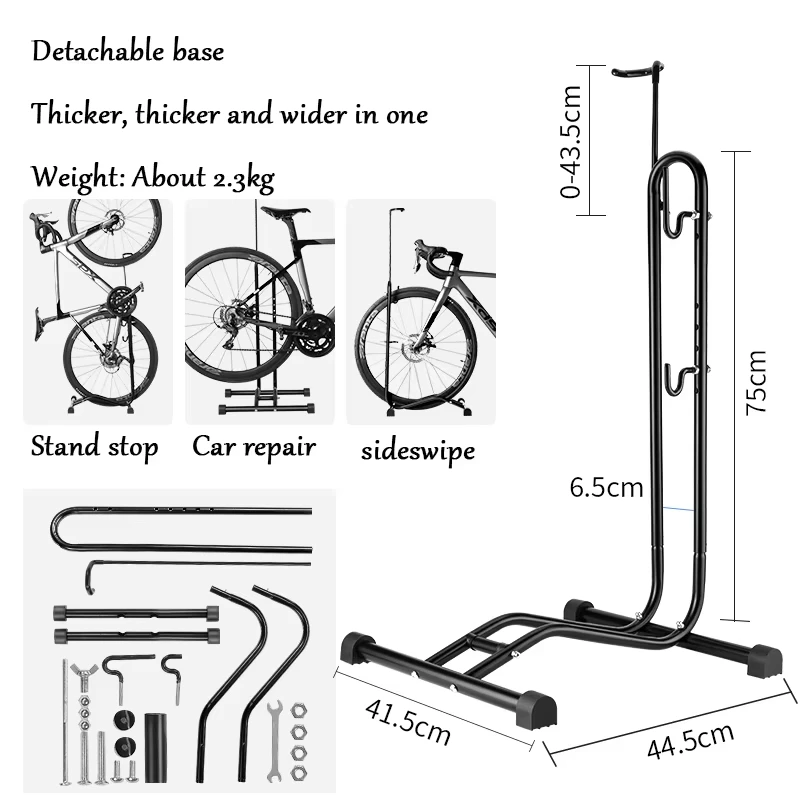 L-Shaped Bike Stand - Sleek Black Iron Freestanding Bicycle Parking Rack,Used for all bicycle models