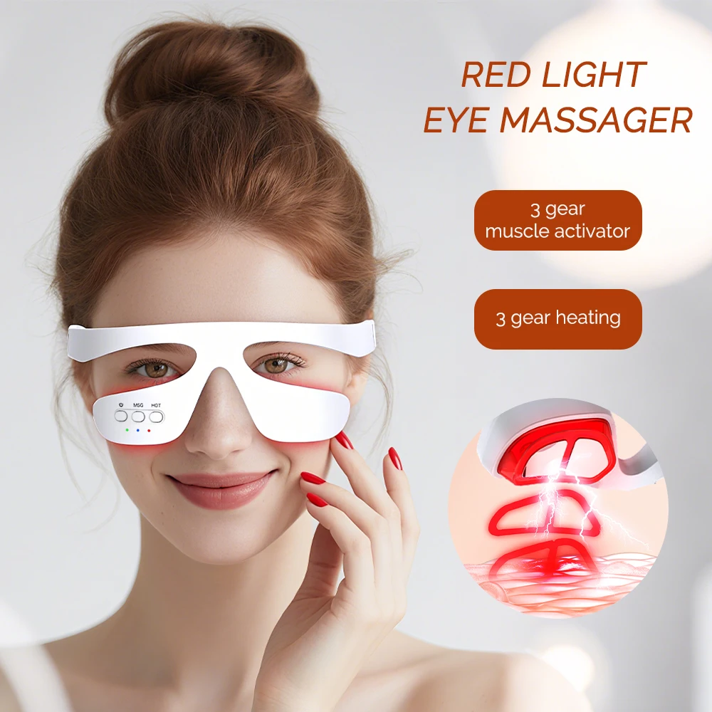 

Massager 3 Gear Red Light Remove Eye Bags Dark Circles Puffiness Hot Compress Eye Relieve Eye Fatigue Wireless Use