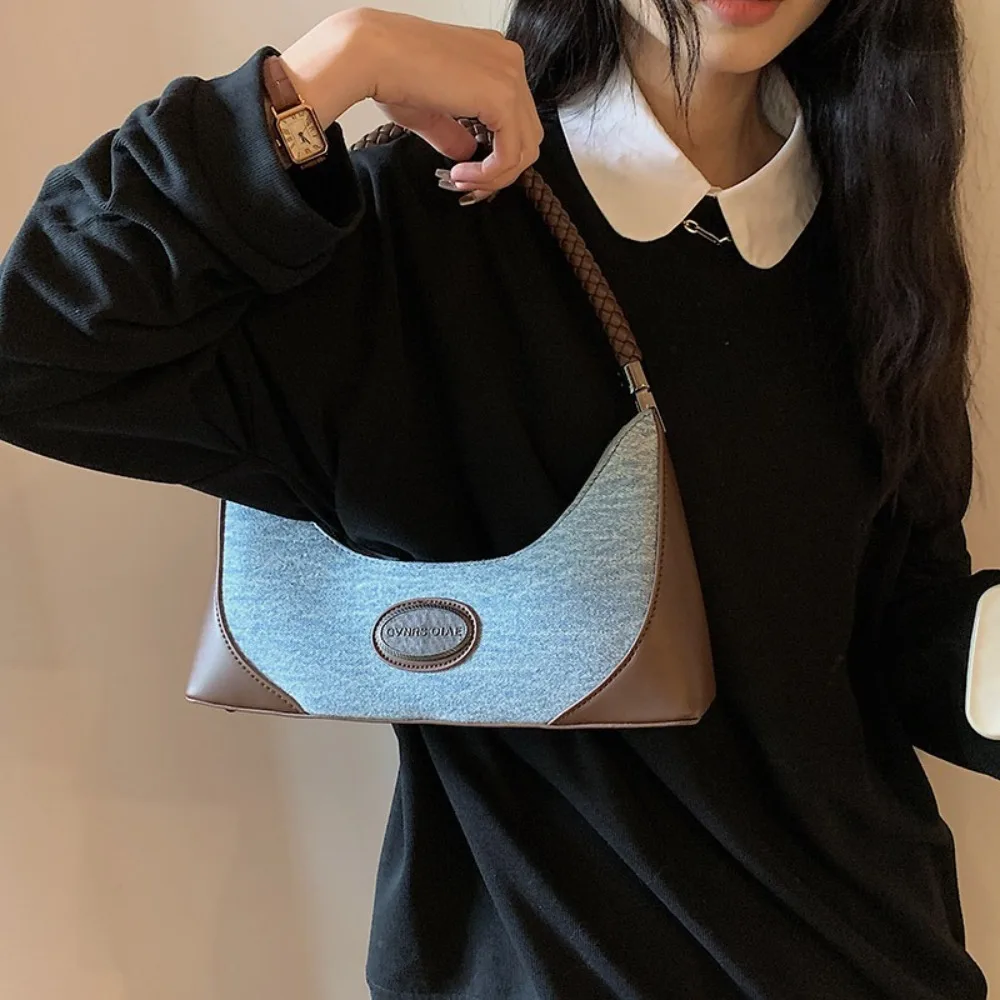 

Универсальная джинсовая сумка в стиле ретро для девочек Y2K, сумка на плечо подмышками в тон, роскошная элегантная сумка для покупок