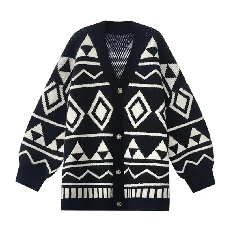 เสื้อคาร์ดิแกนไหมพรมถักสำหรับผู้หญิง คุณภาพพรีเมียม ไม่เป็นขุย แขนยาว คอวี ความยาวปกติ สำหรับฤดูใบไม้ร่วงและฤดูหนาว รุ่นใหม่จากตงกวน D...