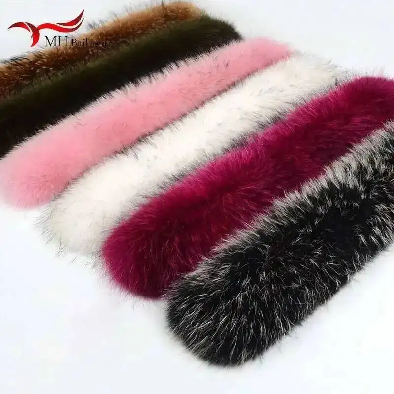 Winter Real Raccoon Fur Collar For Women Luxury Coat Hooded Warm Scarf Ladies Fashion Natural Fur Scarves Shawl Female