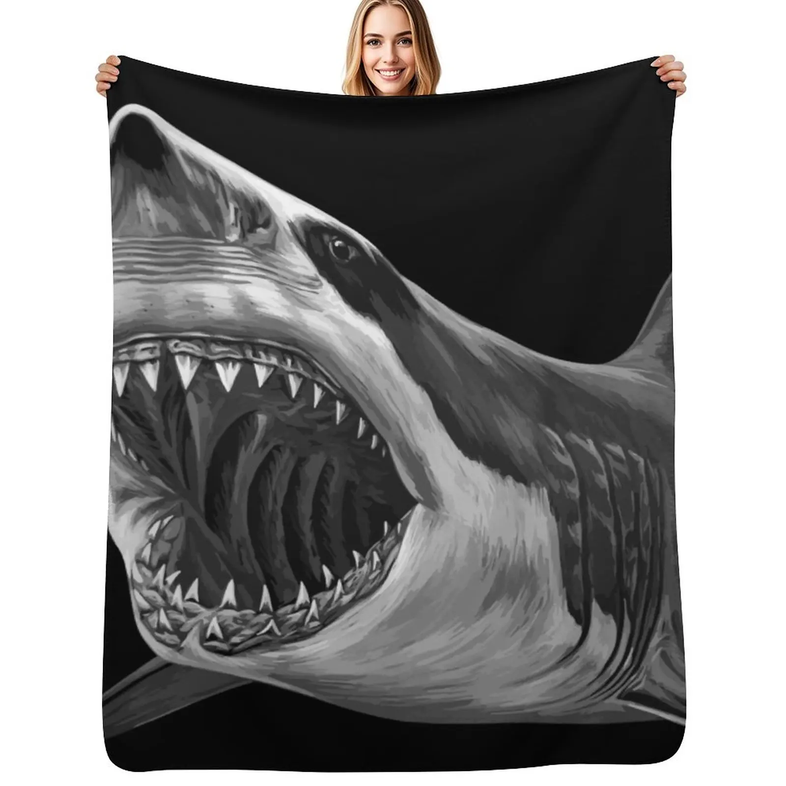 Great White Shark Throw Blanket warm winter Vintage Summer Blankets For Bed Hairy anime Blankets
