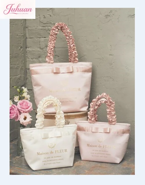 

Japanese New Cute and Sweet Lace Women's Handbag Satin Bow Multi-color Shoulder Bag for Girls' Daily Commuting Simple Tote Bags