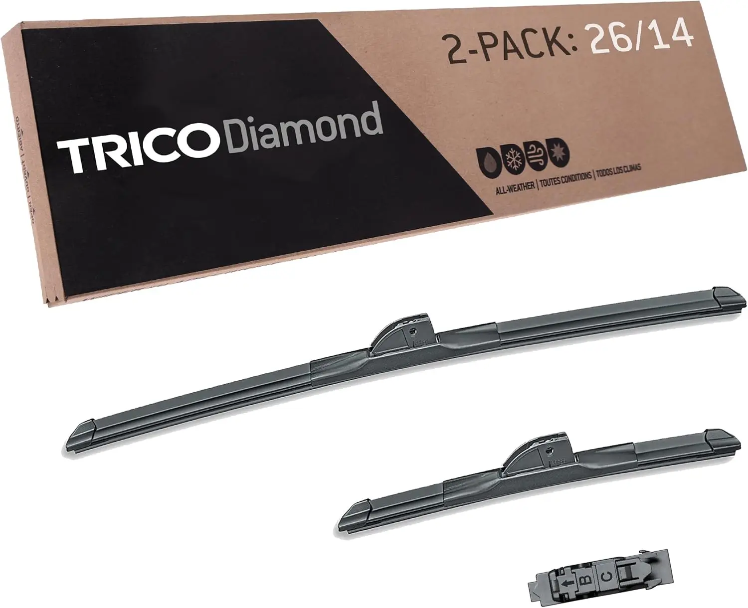 

Premium 26" + 14" All-Weather Beam Wiper Blades Set for Select Vehicles, Easy Replacement