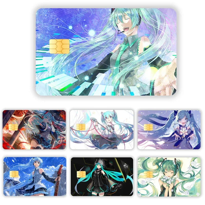 Debit Bank Charge Card Protective Film Waterproof Sticker Hatsune Miku Cartoon Credit Card Skin Stickers Decoration