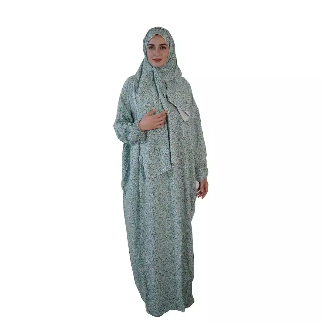 عباية إسلامية عصرية للسيدات فستان ترفيهي مع وشاح مقاس كبير يطبع فسكوزي داشيكي للبالغين على الطراز العرقي للإناث