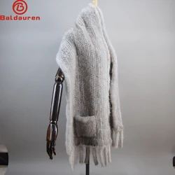 2026 New Women's Luxury Real Mink Fur Shawl Scarf Winter 100% Natural Mink Fur Real Scarf Shawl Women's Bandana Mink Fur Ponchos