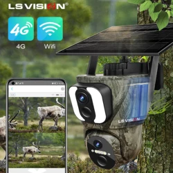 LS VISION 3K 4G Sim Solar Security Camera Wireless Outdoor WiFi Human/Animal Detection Waterproof Wildlife Camera Forest Hunting