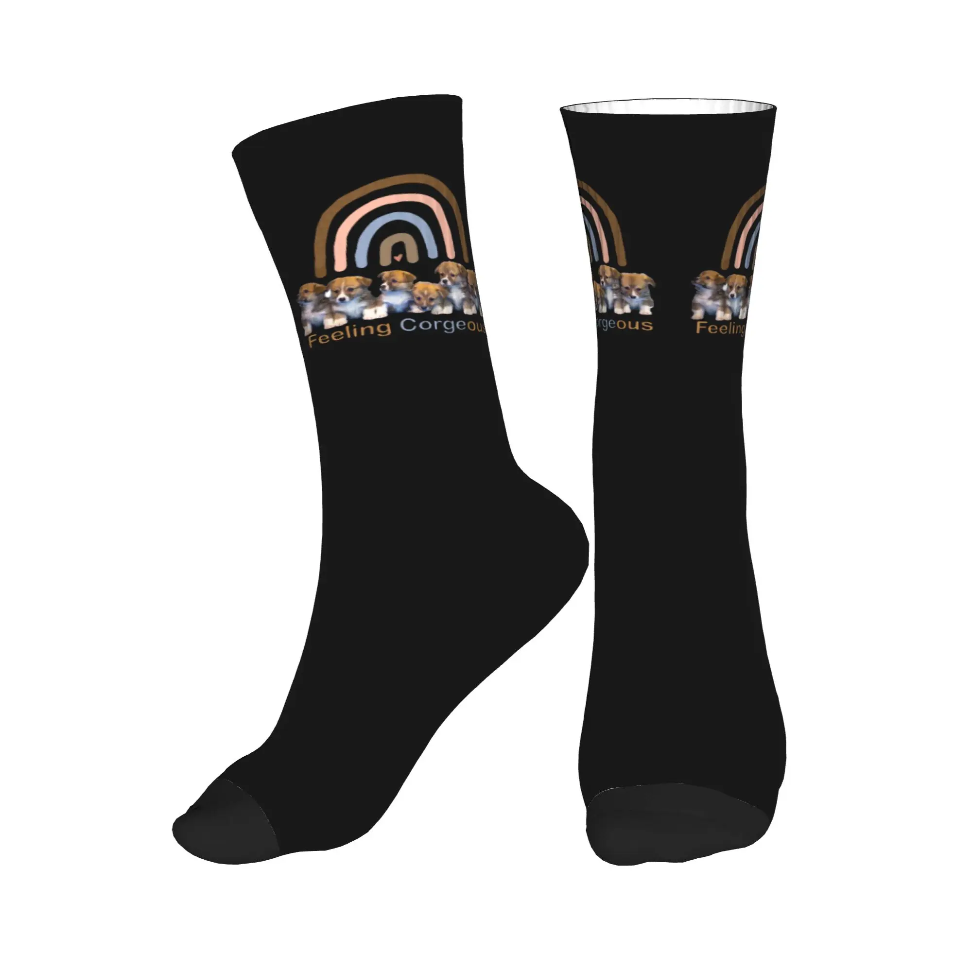 

Harajuku Jolly Corgis Feeling Corgeous Socks Women Men Warm 3D Print Basketball Sports Socks