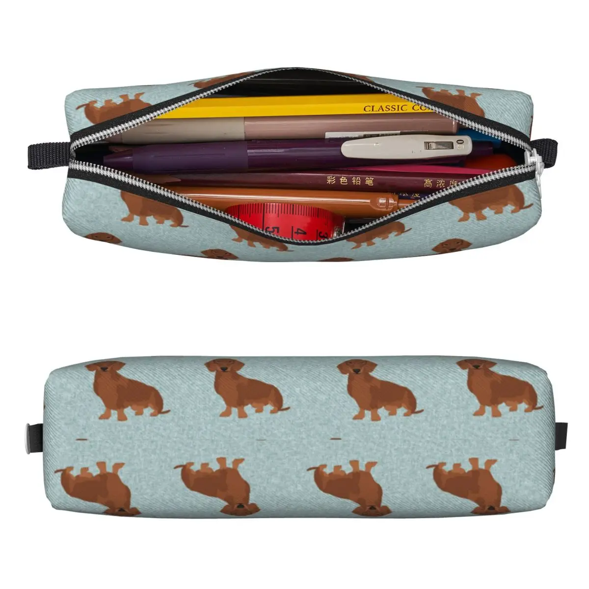 Dachshund Dog Pencil Case Animal Pen Holder Bags Student Big Capacity School Supplies Zipper Pencilcases