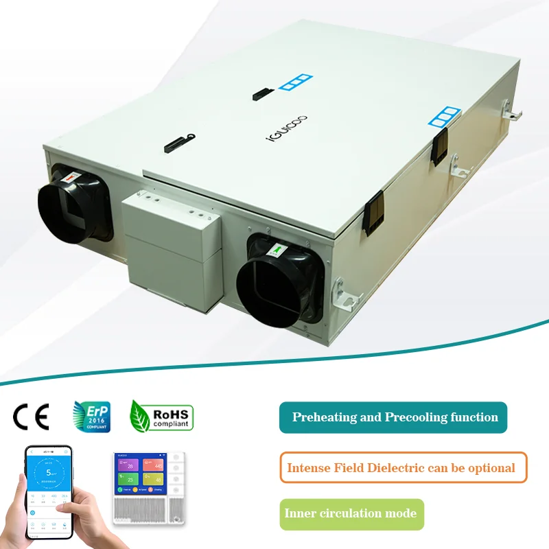 ERV Energy Recovery Ventilator With Heat Pump Preheating Precooling Fresh Air System For Cold And Hot Climate