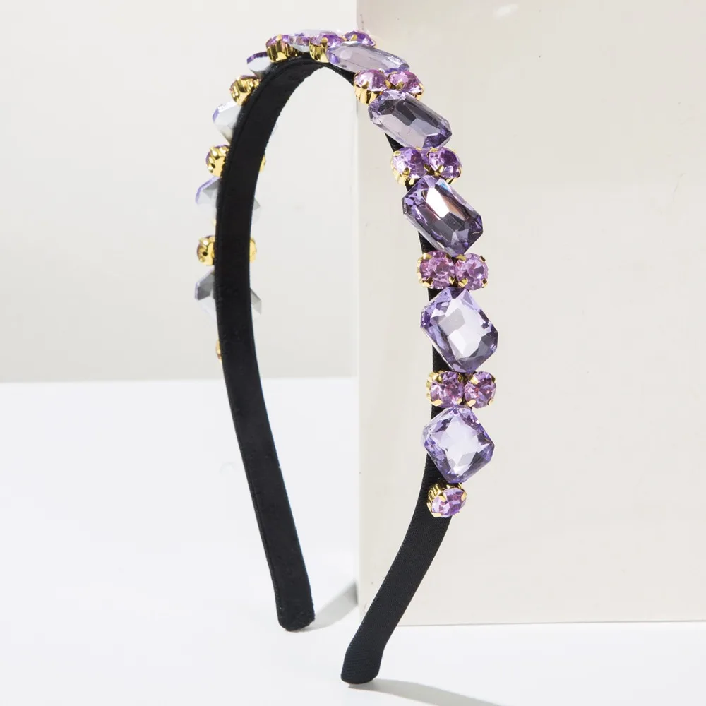 

Fashion Retro Rhinestone Headbands Elegant Sparkling Crystal Hairbands Narrow Hair Hoop for Women