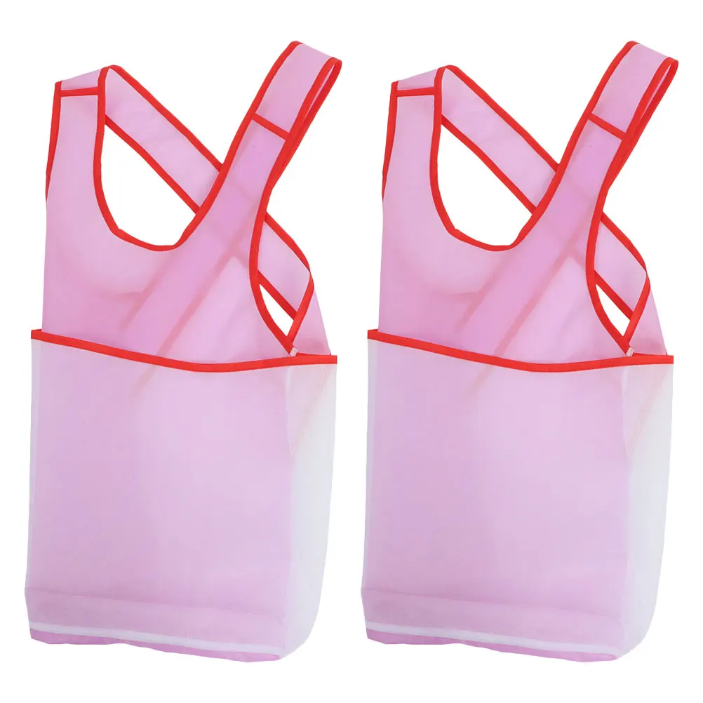 

2Pcs Clothes Drying Apron Waterproof Laundry Apron Large Pocket Durable Material Portable Sleeveless Use Laundry Smock