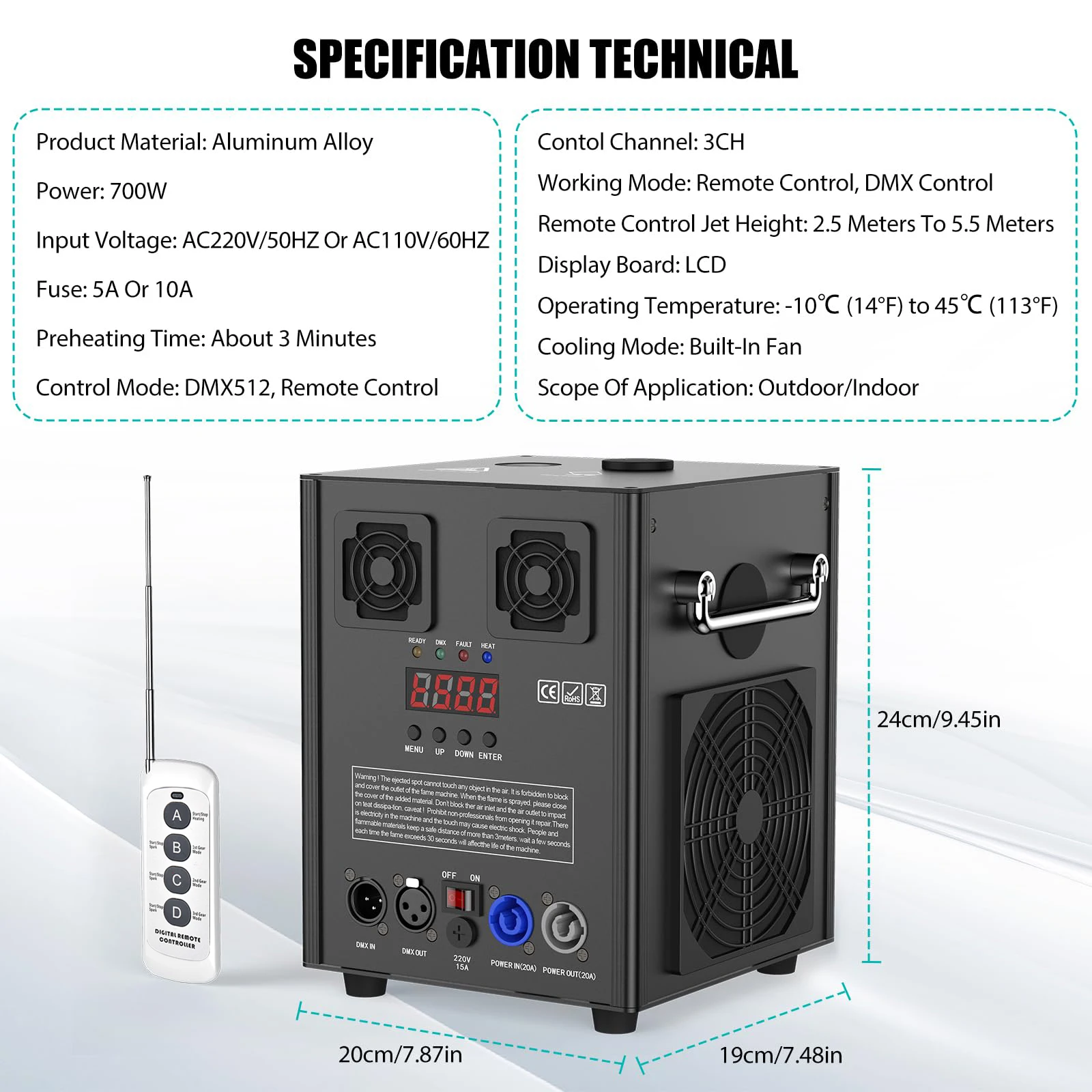 KEMAX 700W étincelles froides - Confetti Cannon Tube avis et prix