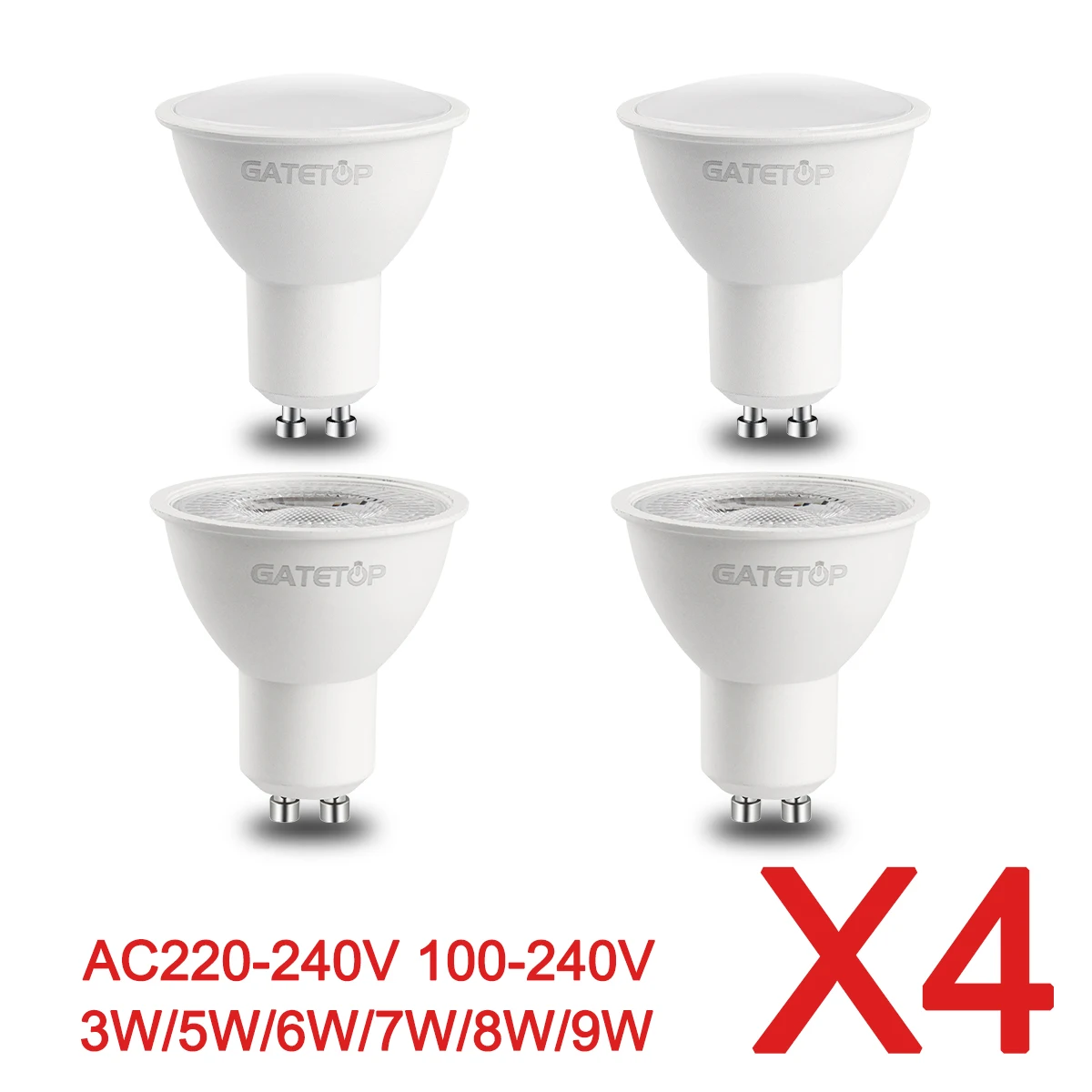 

4PCS/Lot GU10 LED Spot Light Bulb Lamp 220V 110V 3W 5W 6W 7W 8W 9W 120 38 Degree Beam Angle LED Light for Home Decoration Bulbs