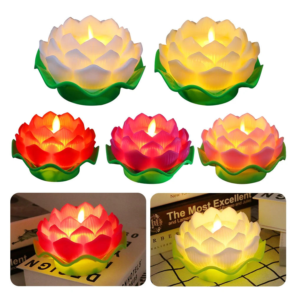 Lotus Flower Multicolor LED Light Romantic Romantic Love Mood Lamp Flameless LED Buddha Lotus Flower Light for Buddha Home Decor