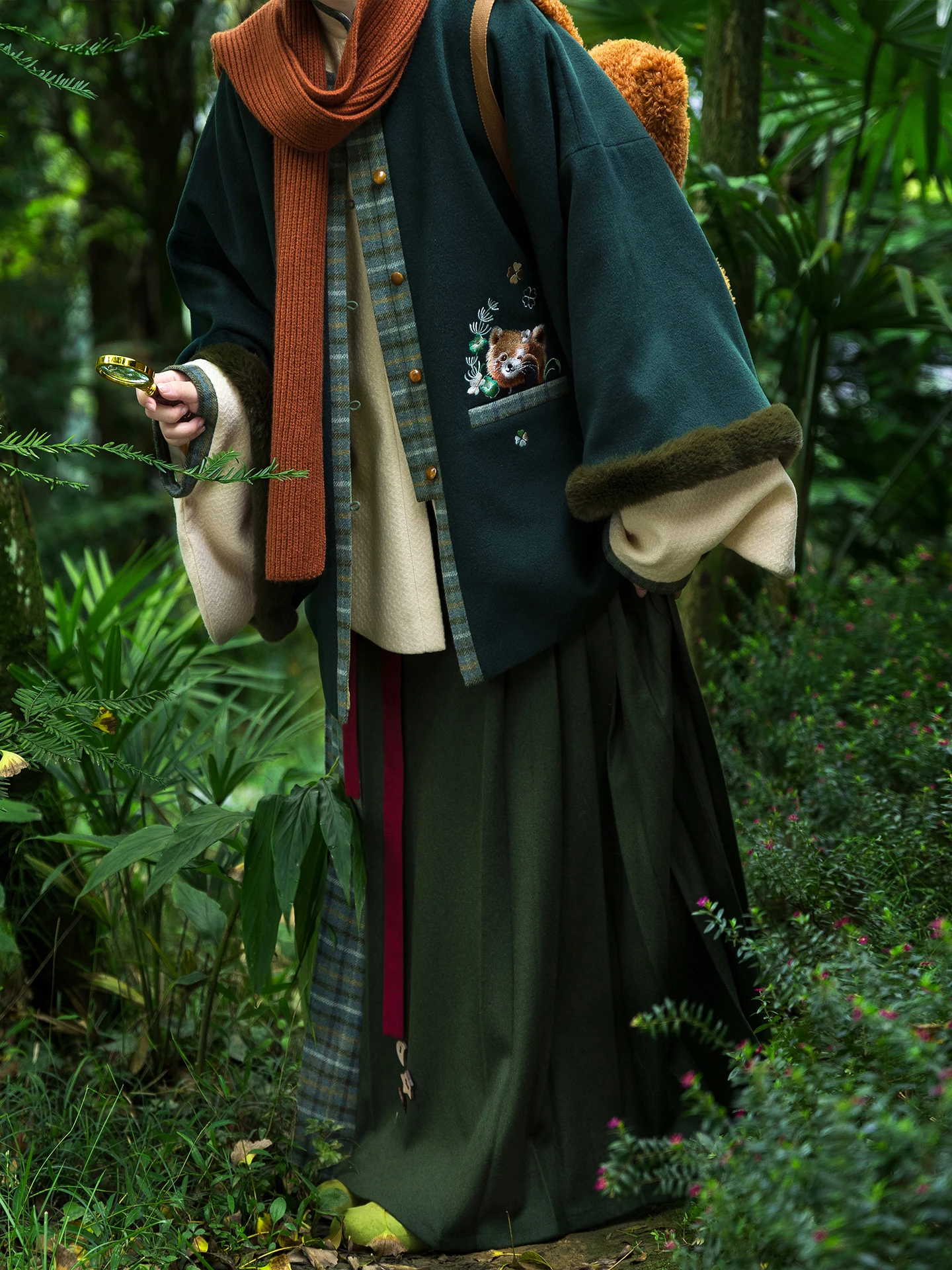 

Chang Gong Yu Little Panda Plant Home Ming Dynas Han Su Wool Blend Fce Lined round Ne Coat Skirt Daily Autumn Winter W...