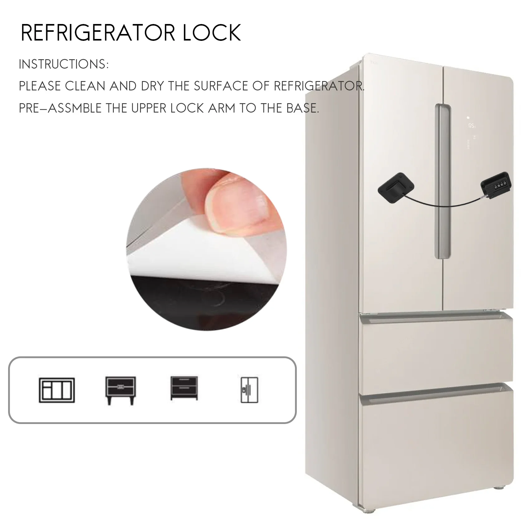 Atualizado senha Window Lock para crianças, segurança infantil Lock, proteção do bebê, geladeira Lock, porta do armário, Limiter Locks-Black