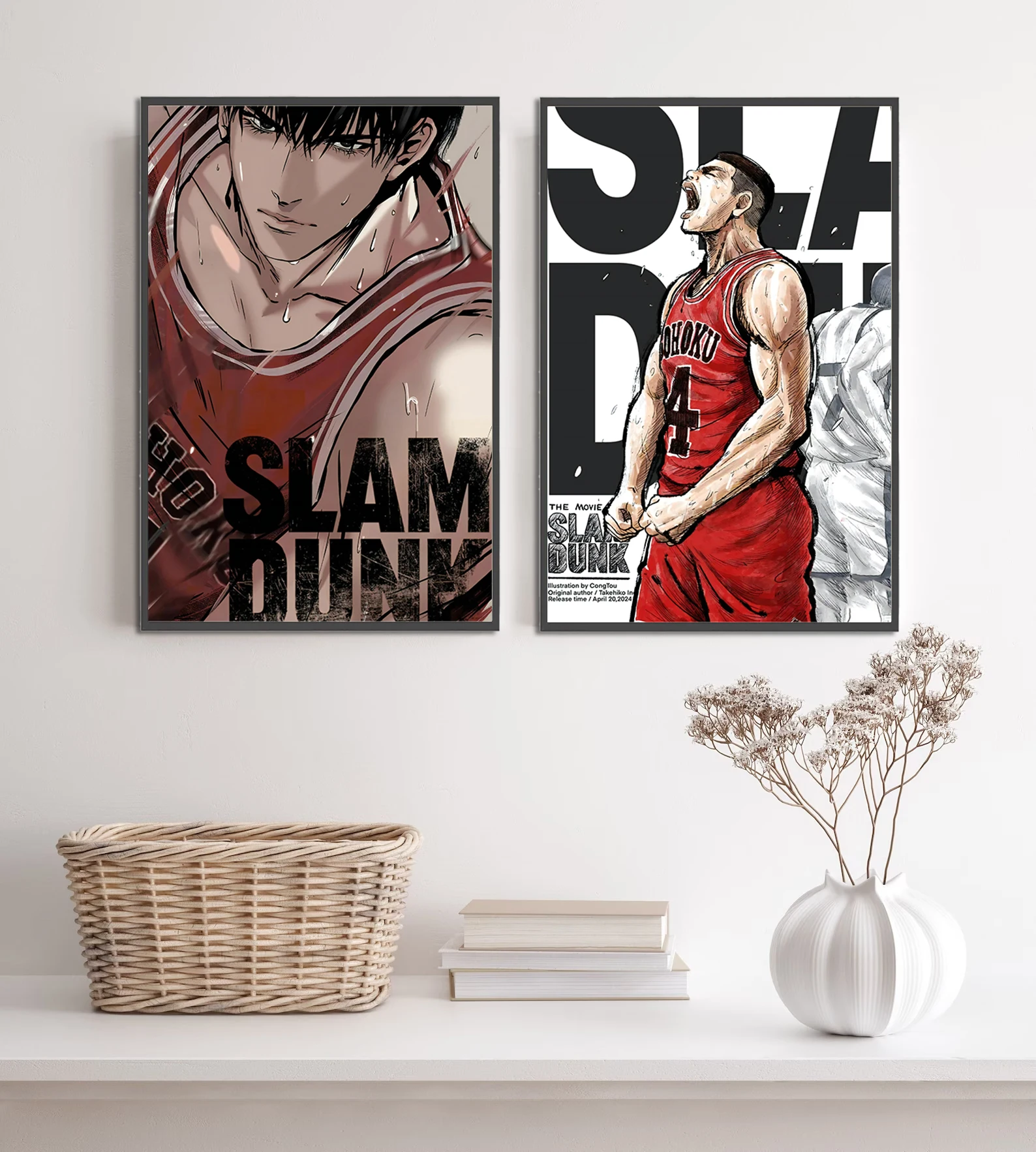 Japanese Anime Slam Dunk Self-adhesive Poster Basketball Wallpaper Figures Home Decoration Painting Wall Rukawa Kaede Cartoons