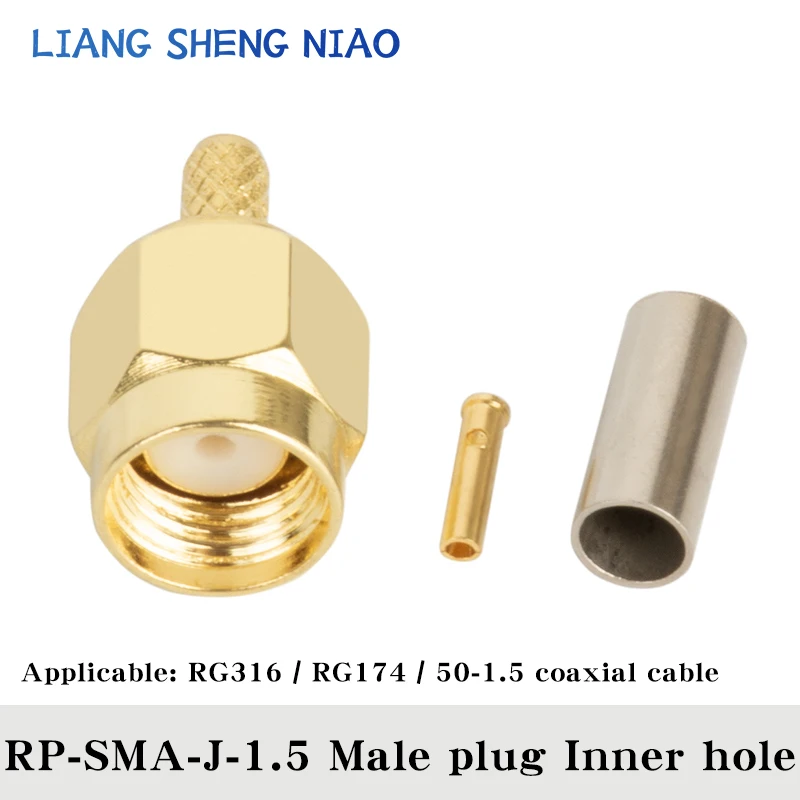 SMA macho conector coaxial fêmea Jack RF, Crimp para RG174, LMR100, cabo RG316, adaptador banhado a ouro, 10pcs