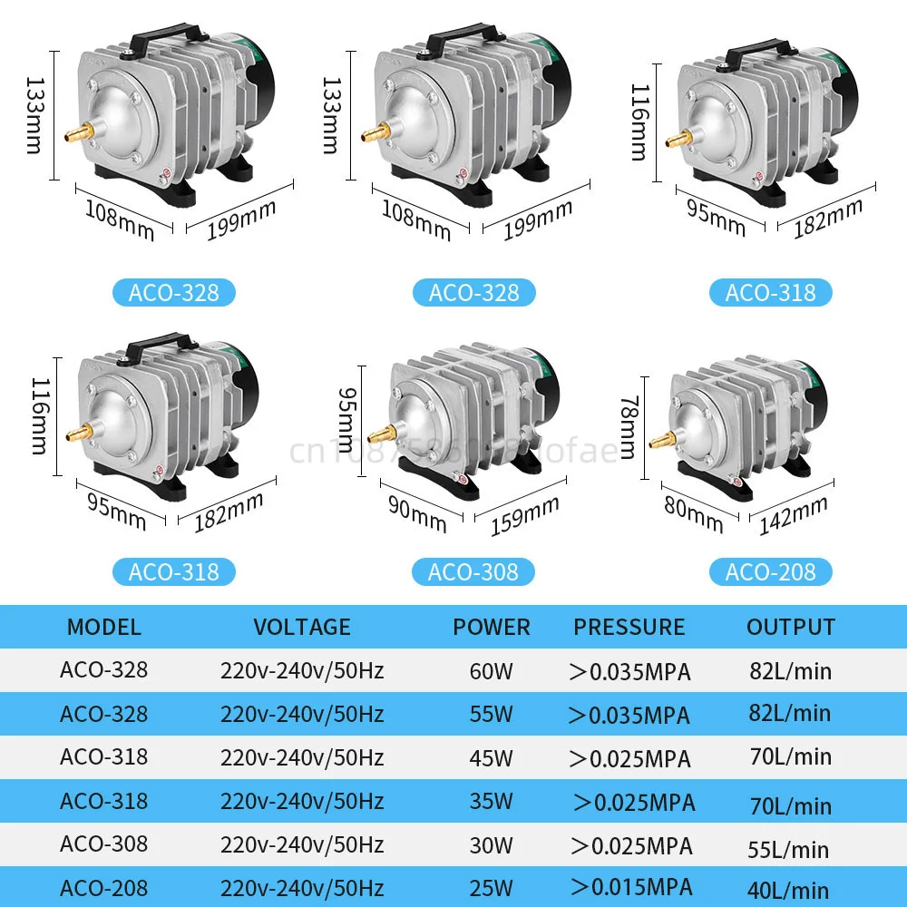 Fish Tank Oxygen Pump Electromagnetic Air Compressor ACO-328 Aerator Oxygenation Pumps for Aquarium Fish Tanks Air Pump