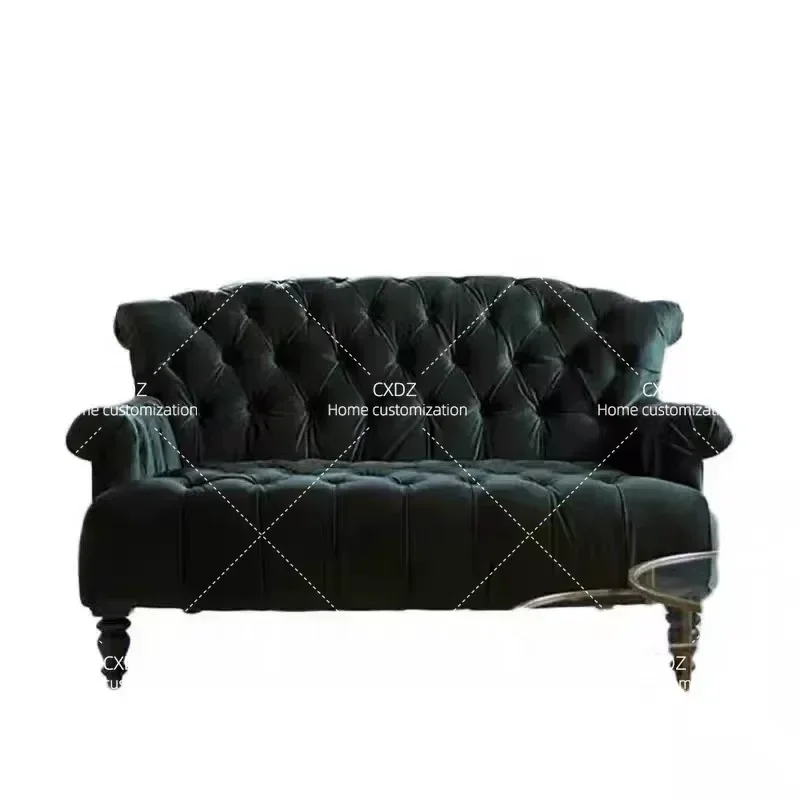 Fabric Tiger Chair American Tufted Casual French Antique Nordic Straight Row Sofa High Back Sofa for Living Room Photography