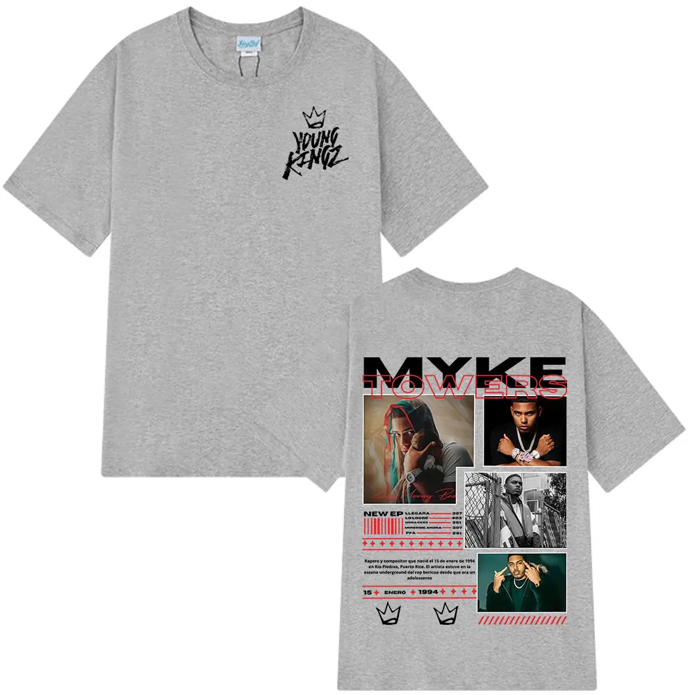 Rapper Myke Towers Grafische T-shirts Mannen Vrouwen Mode Hip Hop Oversized T-shirt Comfort Katoen Korte Mouw T-shirt Streetwear