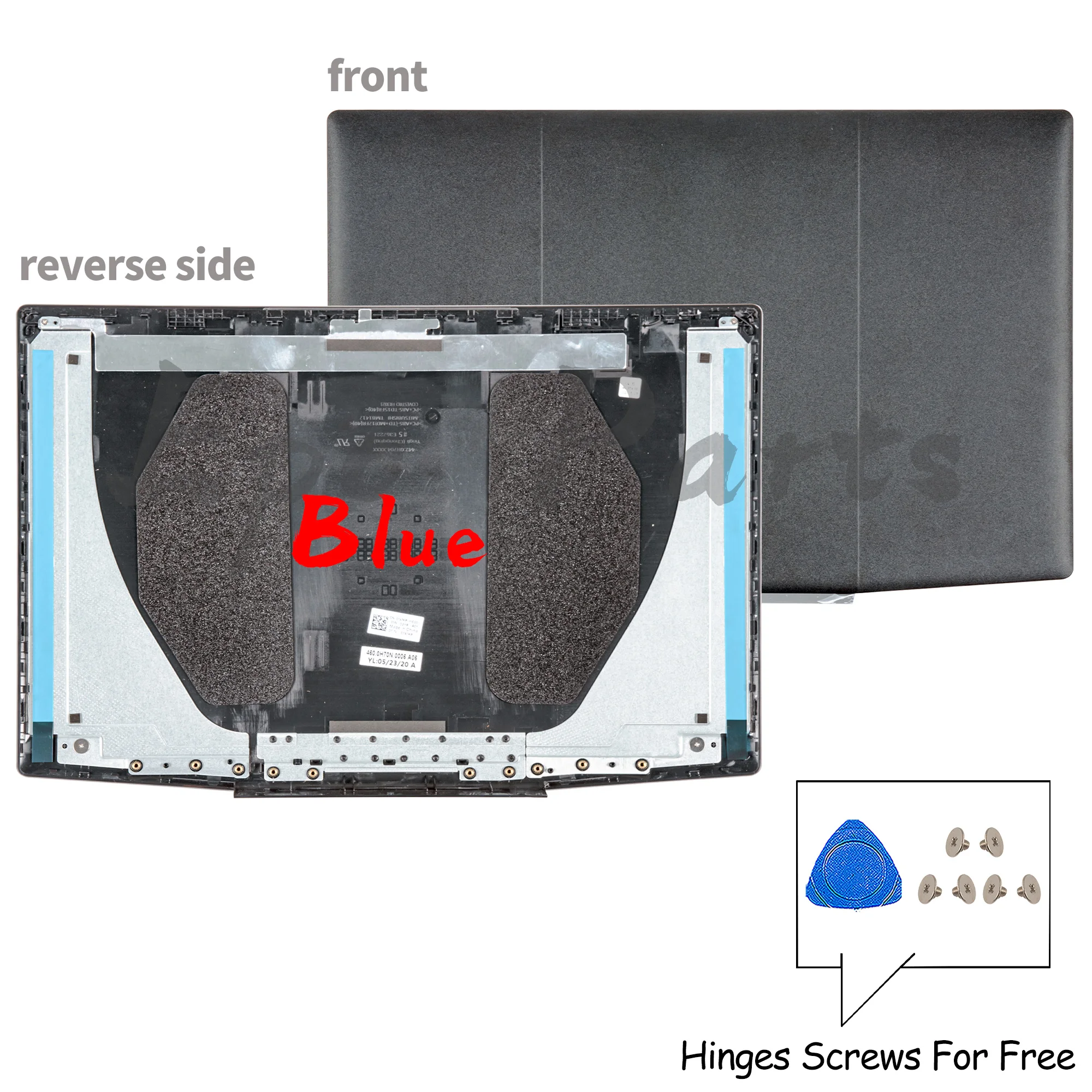 Imagem -02 - Tampa Traseira Lcd para Dell g3 3590 3500 P89f 0747kp Moldura Frontal 07md2f Dobradiças Pretas Parafusos Transporte Rápido