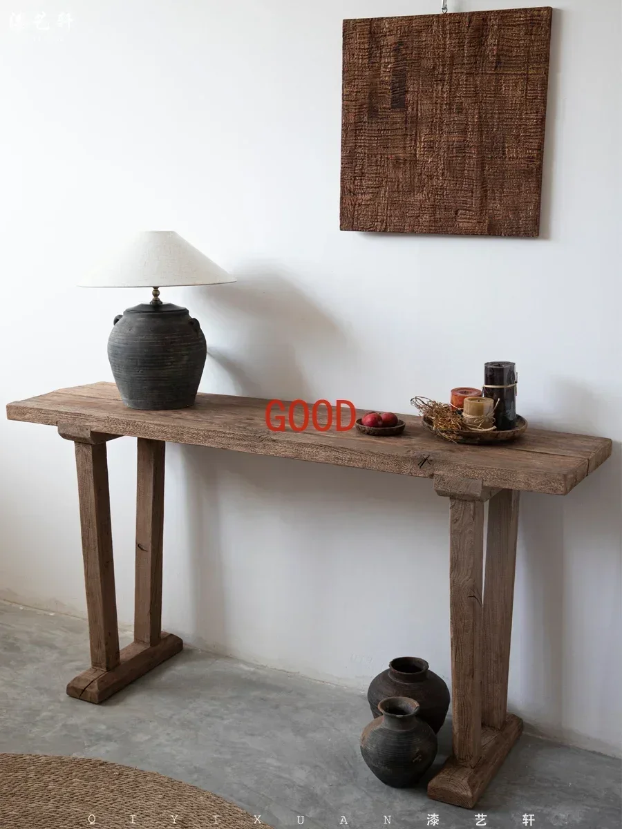 Zen Chinese Ancient B & B Hall Long Desk Solid Wood Strip Desk Hallway Buddha Niche Table