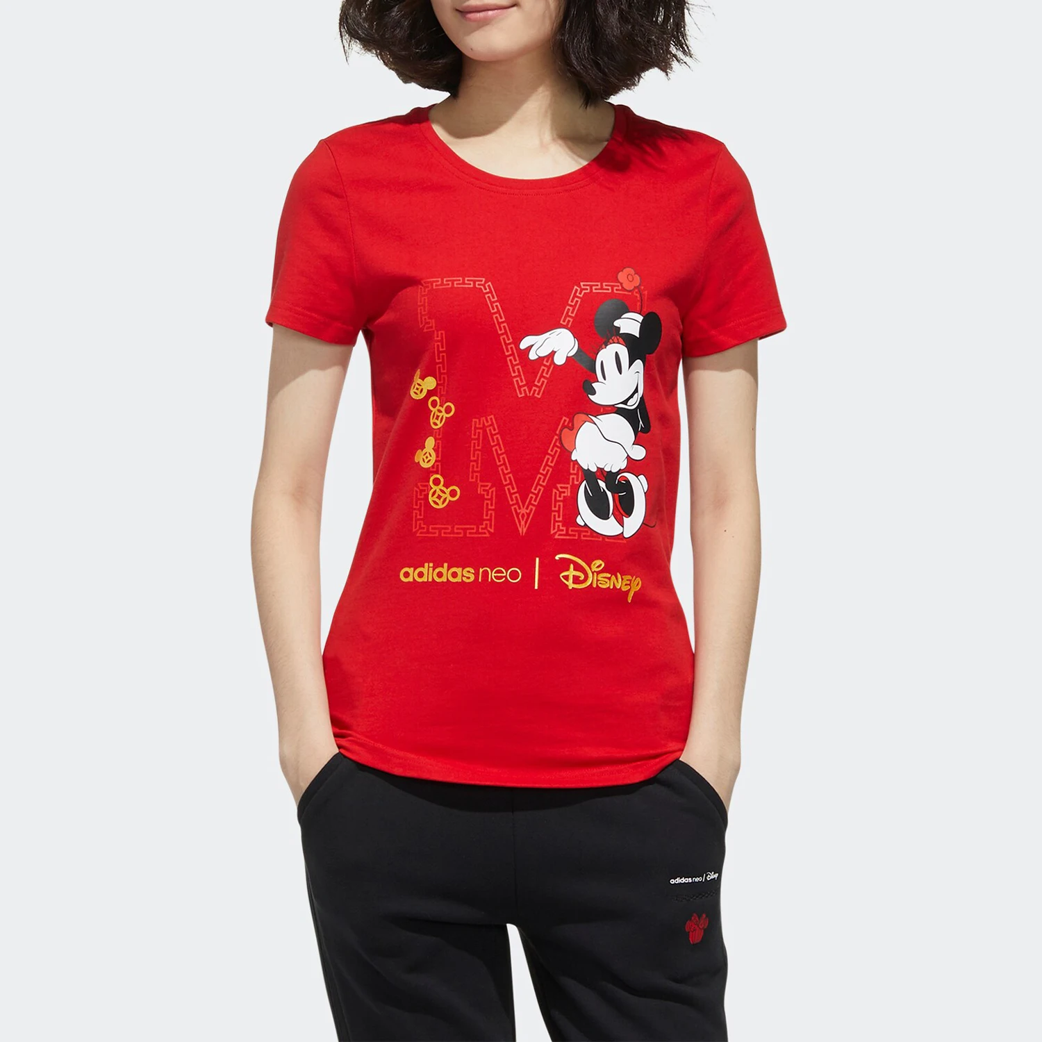 Adidas Authentic New Season Women's Mickey Mouse Collaboration Sports T-Shirt GE7778