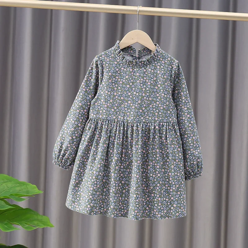 Baby Girls Princess Dress 2024 New Long Sleeve Spring Autumn Dresses for Girl Cotton Floral Children Party Dress Fashion Costume