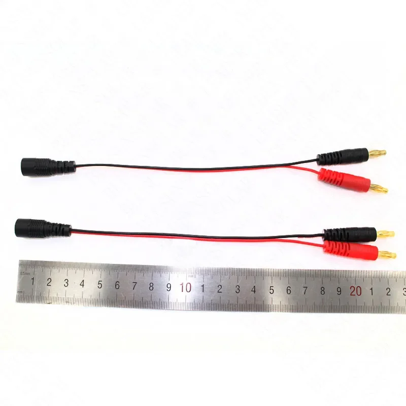 10pcs/lot Charge Cable 5.5*2.1mm Female DC Jack Plug To 4mm Banana Dold Plug/Connector For Lipo Battery Drone Aircraft Model