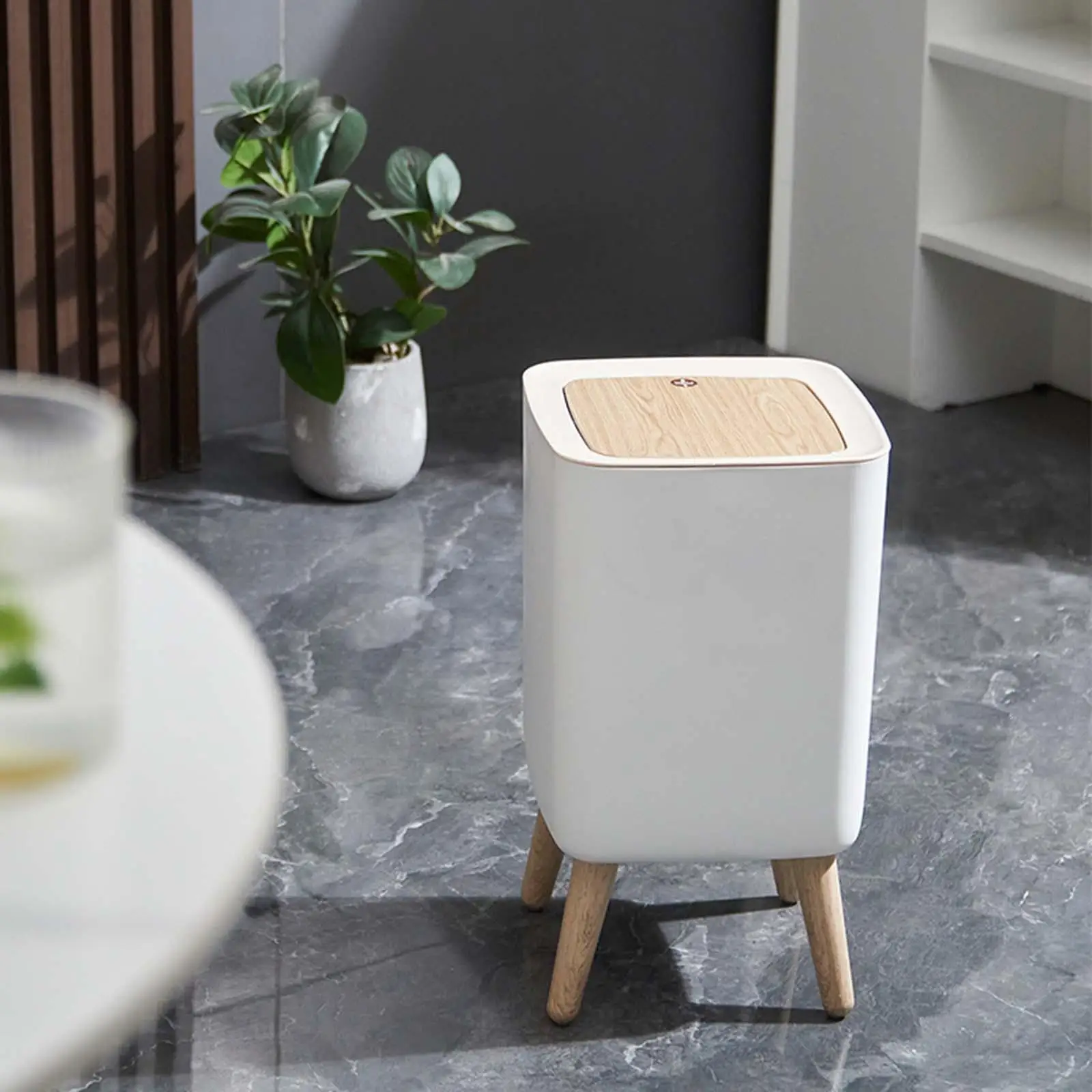 Creative Trash Can Garbage Basket Food Waste Bin for Corner Bathroom Bedroom